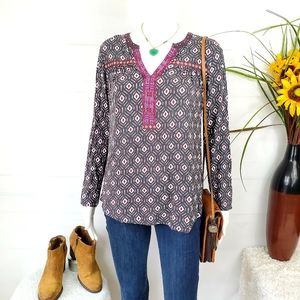 Anthropologie One September boho trim tunic top